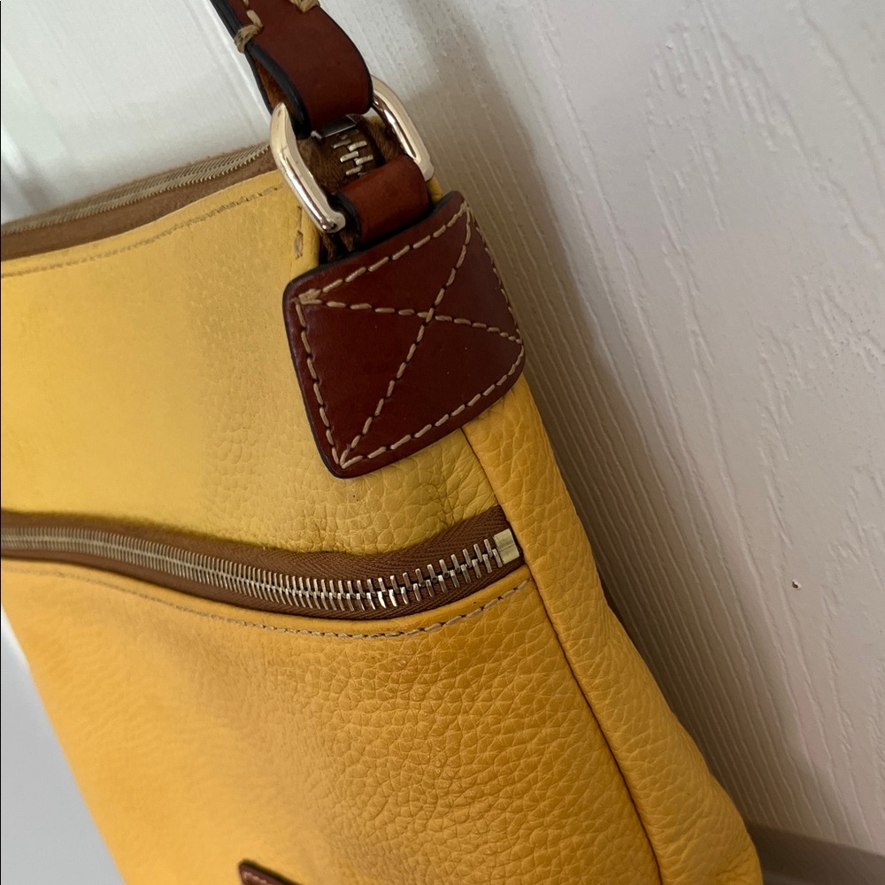 Dooney & Bourke Yellow and Brown Leather Crossbody - Picture 4 of 15